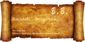 Bacskó Brigitta névjegykártya